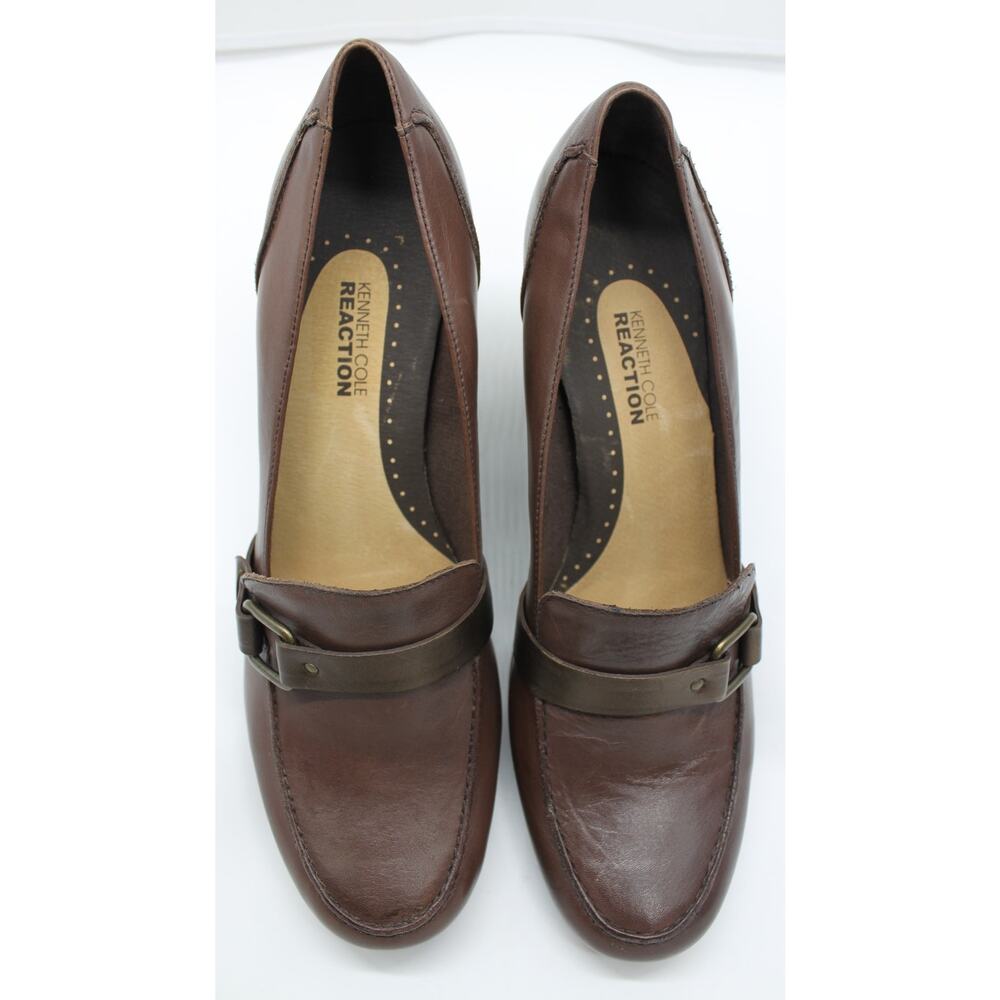 NWOT Kenneth Cole Reaction Brown Leather Cederama Slip On Wedge Loafers Shoes 11 - Picture 9 of 13